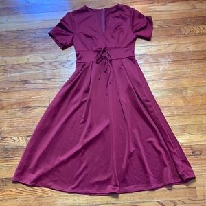 Wine colored short sleeved work dress